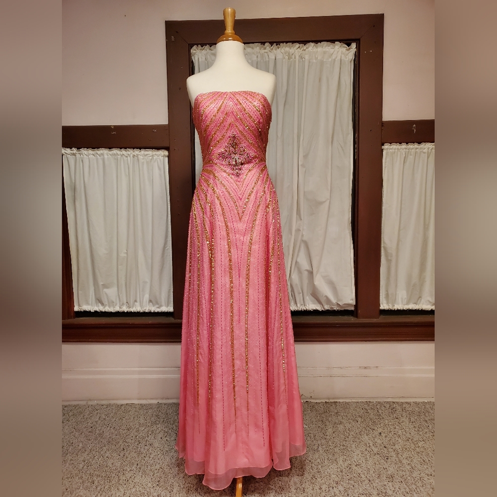 Size 6 Pink & Gold Beaded Gown